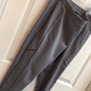 Narrow Ankle, Stretch Waist, Pull on Pants w Leather Look Side Stripes